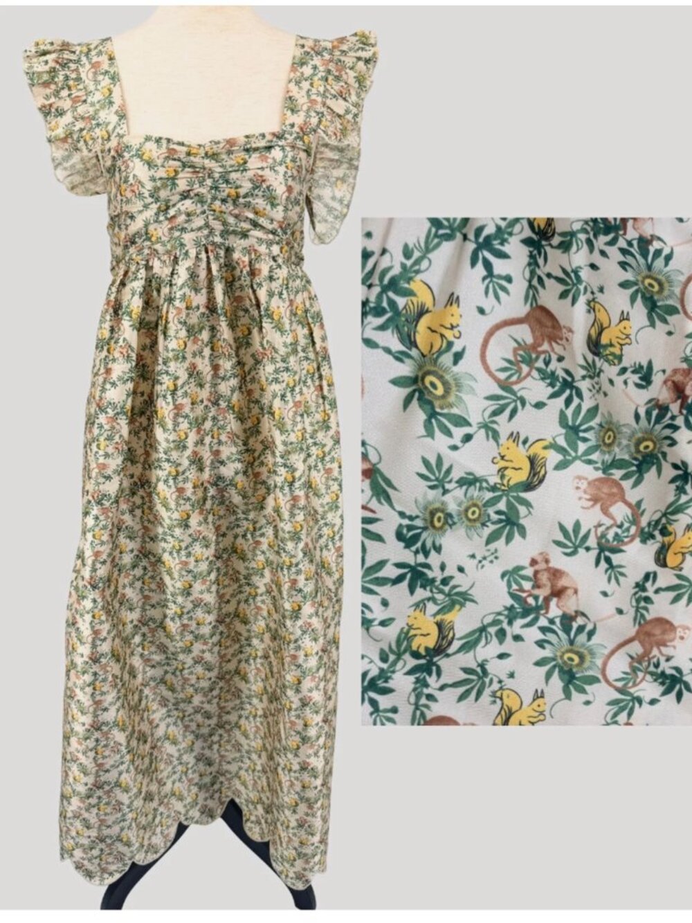 Chan Luu Scallop Hem Maxi Dress Size 1 Jungle Print